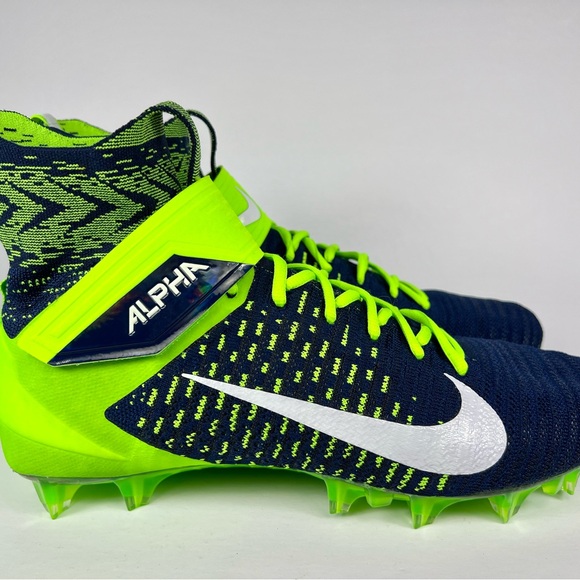 Nike Alpha Menace Elite 2 Flyknit Seattle Seahawks Men’s Football Cleats - Picture 2 of 11